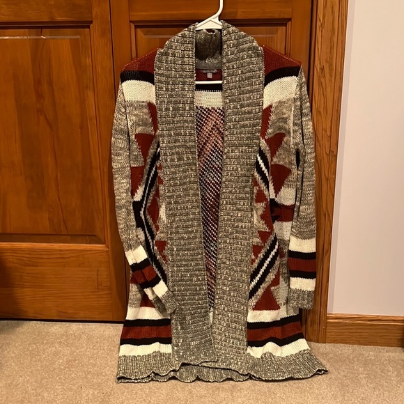 Aztec Print Long Sleeve Cardigan - Picture 1 of 3